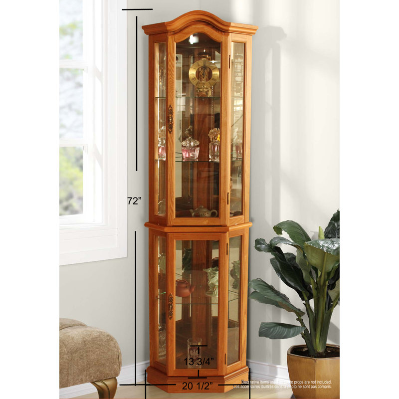 Winston Porter Brumunddal Lighted Corner Curio Cabinet Reviews Wayfair Canada